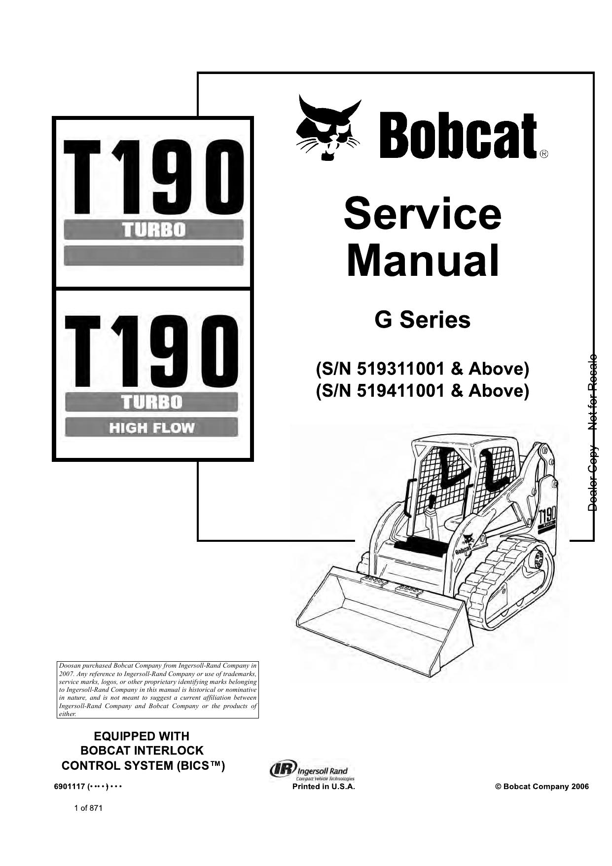 T190 Compact Track Loader Service Manual Bobcat